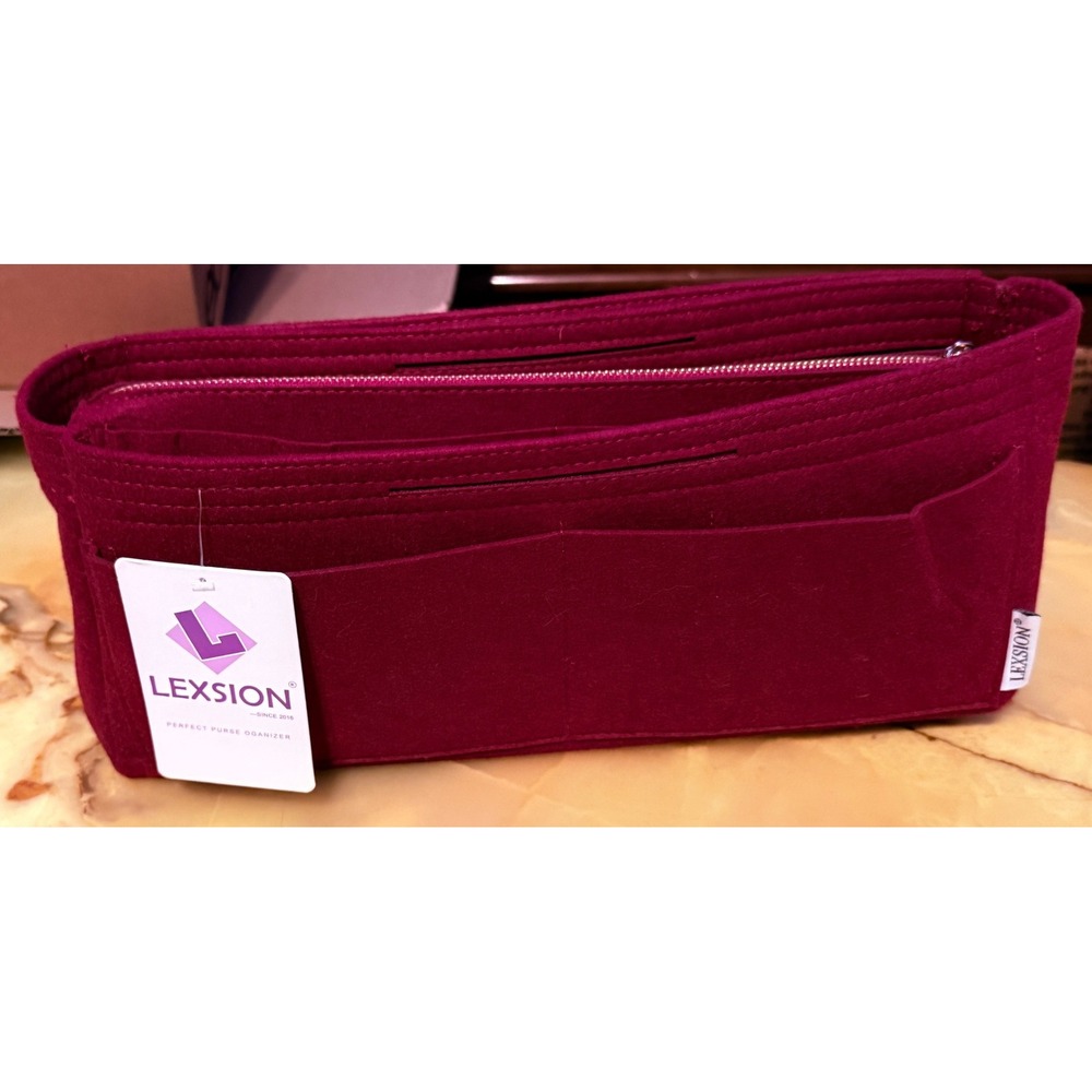 Lexsion stationary pen organizer multiple pockets compartments red gold NWT